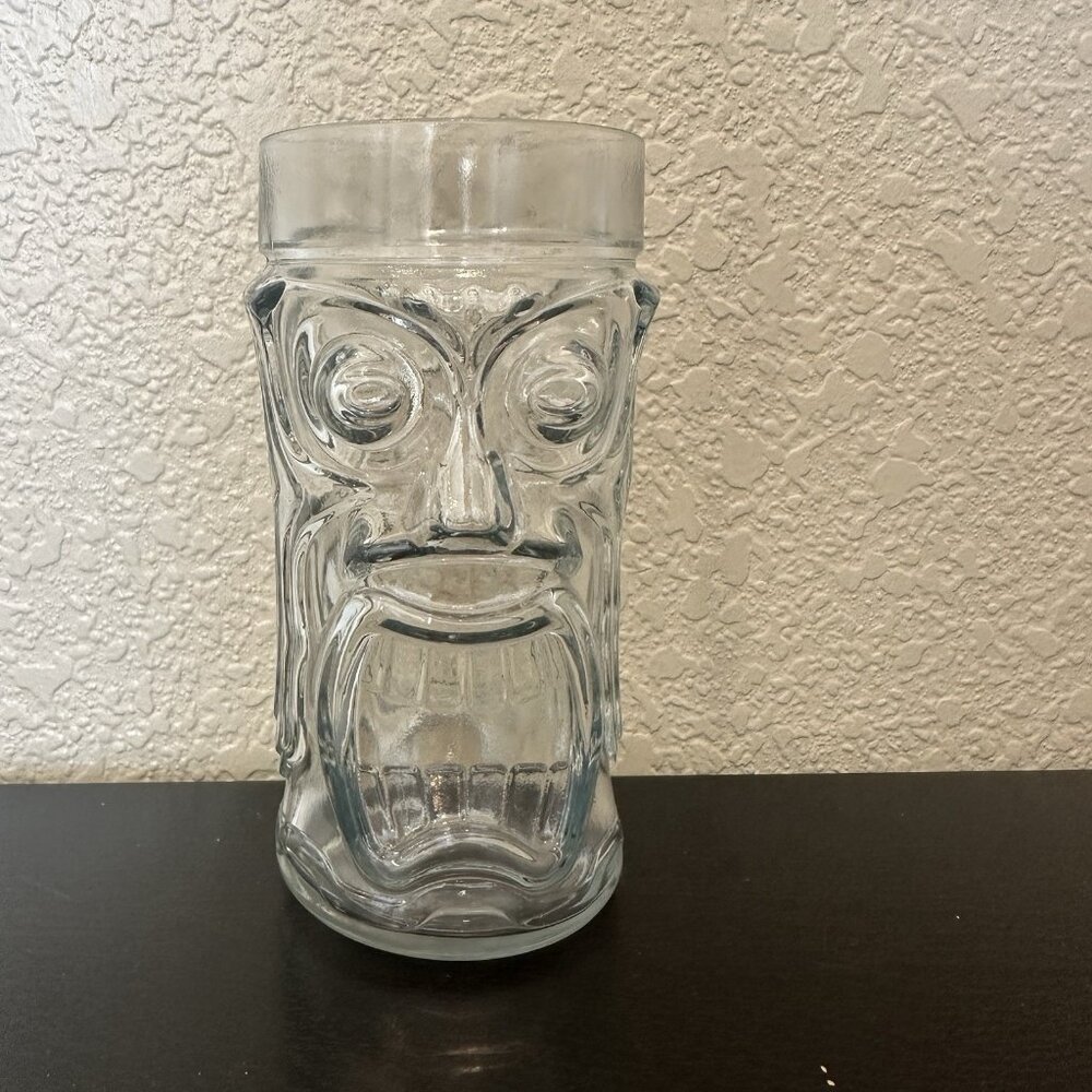 Vintage Anchor Hocking 16 Ounce Screaming Tiki Cocktail Tumbler Clear Glass